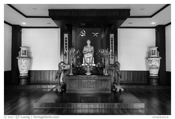 Altar to Ho Chi Minh, Ho Chi Minh Museum. Ho Chi Minh City, Vietnam (black and white)