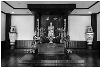Altar to Ho Chi Minh, Ho Chi Minh Museum. Ho Chi Minh City, Vietnam (black and white)
