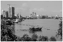 Saigon riverfront. Ho Chi Minh City, Vietnam ( black and white)
