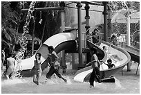 Children playing, Dam Sen Water Park, district 11. Ho Chi Minh City, Vietnam ( black and white)