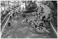 Lazy river ride, Dam Sen Water Park, district 11. Ho Chi Minh City, Vietnam (black and white)