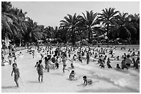 Pool with artificial waves, Dam Sen Water Park, district 11. Ho Chi Minh City, Vietnam ( black and white)