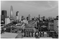 Rooftop view of Saigon skyline. Ho Chi Minh City, Vietnam (black and white)