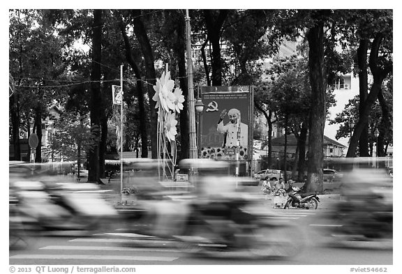 Traffic blur. Ho Chi Minh City, Vietnam (black and white)