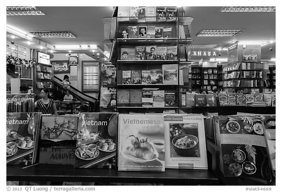 Books about Vietnam in bookstore. Ho Chi Minh City, Vietnam