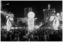 Crowds on Nguyen Hue boulevard on New Year eve. Ho Chi Minh City, Vietnam (black and white)