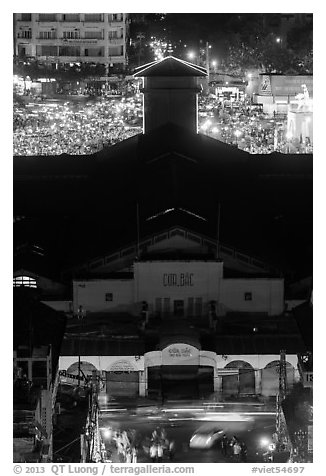 Ben Thank market from above at night. Ho Chi Minh City, Vietnam