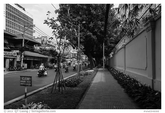 Walls of consulate of France. Ho Chi Minh City, Vietnam (black and white)