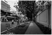 Walls of consulate of France. Ho Chi Minh City, Vietnam (black and white)