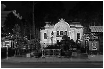 Opera house at night. Ho Chi Minh City, Vietnam (black and white)