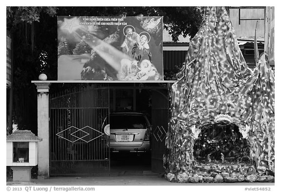 Spirit house and nativity. Vietnam