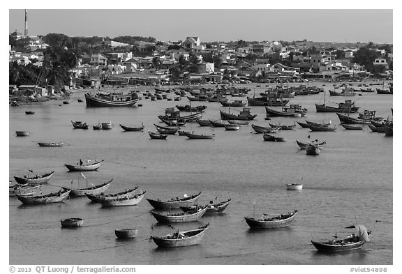 Fishing boats and village. Mui Ne, Vietnam