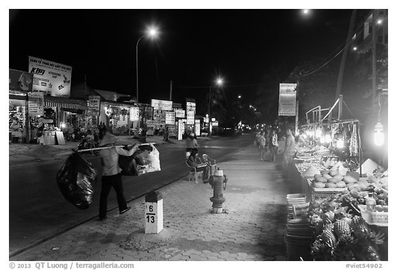 Stalls on main street at night. Mui Ne, Vietnam