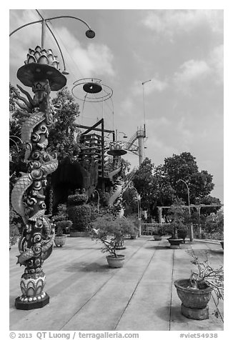 Temple of the coconut monk, Phoenix Island. My Tho, Vietnam (black and white)