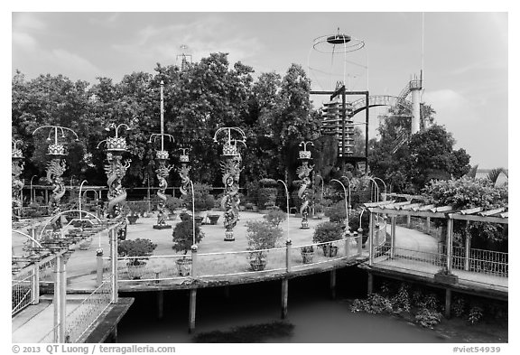 Kitch Temple of the coconut monk, Phung Island. My Tho, Vietnam (black and white)