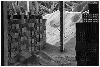 Bricks and rice hulk. Mekong Delta, Vietnam ( black and white)