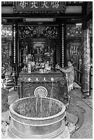 Quan Cong altar in Ong Chinese Pagoda. Tra Vinh, Vietnam (black and white)