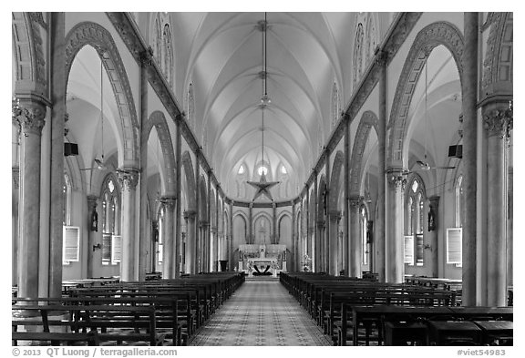 Church interior. Tra Vinh, Vietnam (black and white)