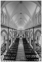 Church nave. Tra Vinh, Vietnam ( black and white)