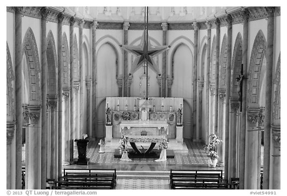 Church altar. Tra Vinh, Vietnam (black and white)