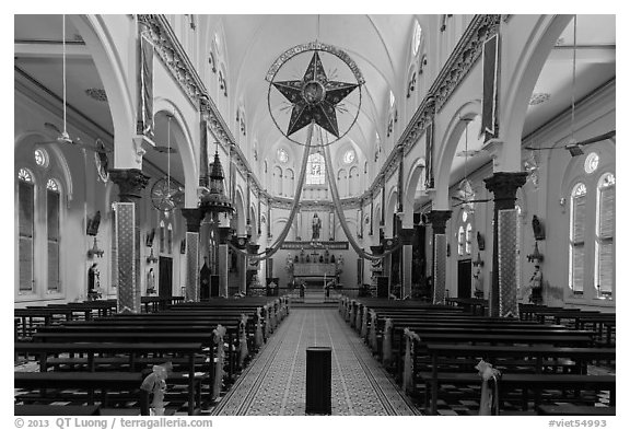 Church interior. Tra Vinh, Vietnam (black and white)