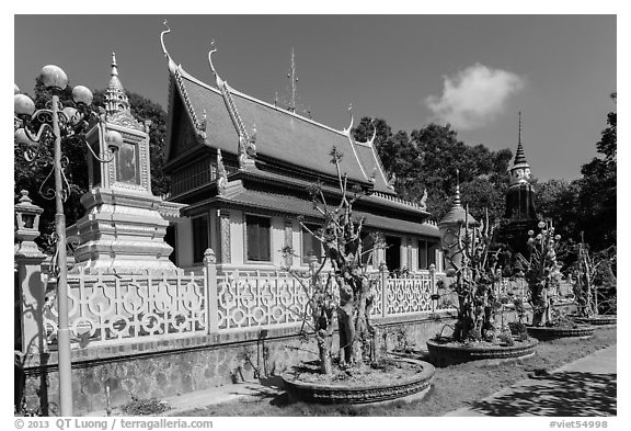 Hang Pagoda in Khmer style. Tra Vinh, Vietnam (black and white)