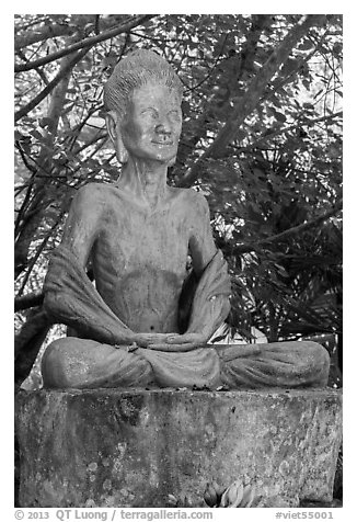 Buddha statue, Hang Pagoda. Tra Vinh, Vietnam (black and white)
