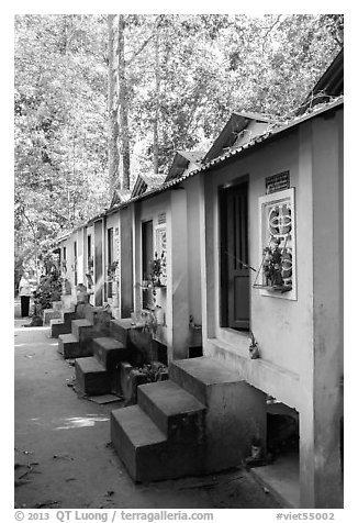 Row of retreat huts, Hang Pagoda. Tra Vinh, Vietnam