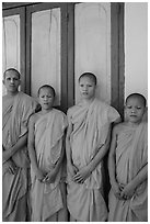 Novice monks, Hang Pagoda. Tra Vinh, Vietnam (black and white)