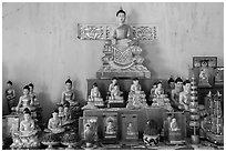 Buddha statues, Hang Pagoda. Tra Vinh, Vietnam (black and white)