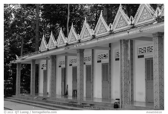 Huts, Hang Pagoda. Tra Vinh, Vietnam (black and white)
