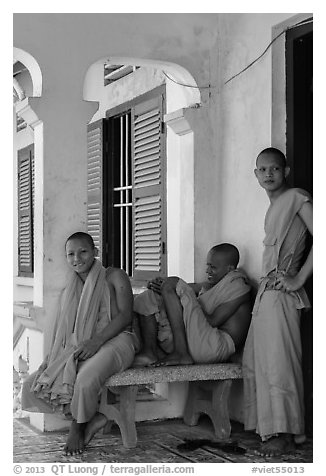 Young monks at Khmer pagoda. Tra Vinh, Vietnam