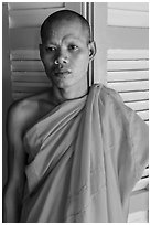 Young monk, Ang Pagoda. Tra Vinh, Vietnam (black and white)