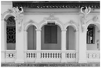 Facade detail, Ang Pagoda. Tra Vinh, Vietnam (black and white)