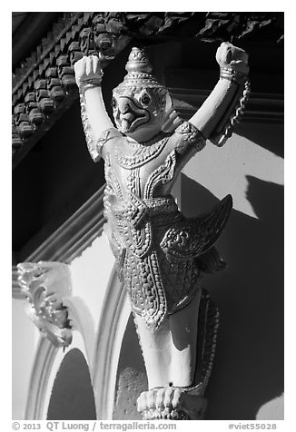 Roof detail, Ang Pagoda. Tra Vinh, Vietnam (black and white)