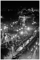 Can Tho waterfront from above at night. Can Tho, Vietnam ( black and white)