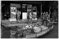 Riverside gas station. Can Tho, Vietnam (black and white)