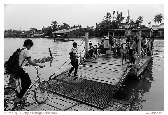 River ferry. Can Tho, Vietnam (black and white)