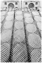 Drying rice paper wrappers. Can Tho, Vietnam ( black and white)