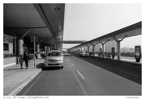 Departure level, Ho Chi Minh City Airport. Ho Chi Minh City, Vietnam (black and white)