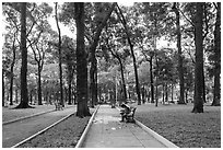 Couple looking at mobile phone, April 30 Park. Ho Chi Minh City, Vietnam ( black and white)