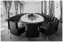 Cabinet meeting room, Independence Palace. Ho Chi Minh City, Vietnam ( black and white)