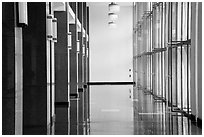 Corridor with shiny floor, Reunification Palace. Ho Chi Minh City, Vietnam ( black and white)