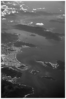 Aerial view of Nha Trang Bay and Van Phong Bay. Vietnam ( black and white)