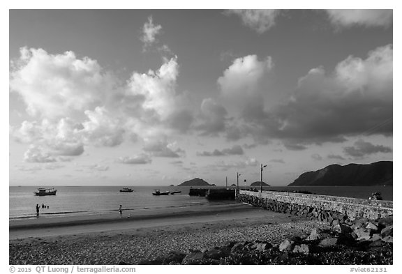 Con Son Beach and Wharf 914. Con Dao Islands, Vietnam (black and white)