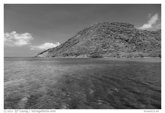 Clear waters over reef, Bay Canh Island, Con Dao National Park. Con Dao Islands, Vietnam (black and white)