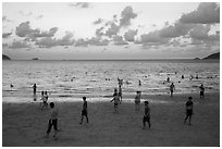 Main Con Son Beach at sunset. Con Dao Islands, Vietnam ( black and white)