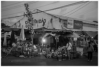 Con Dao market at dusk, Con Son. Con Dao Islands, Vietnam ( black and white)