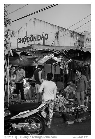 Market at dusk, Con Son. Con Dao Islands, Vietnam (black and white)