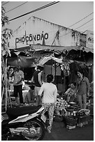 Market at dusk, Con Son. Con Dao Islands, Vietnam ( black and white)